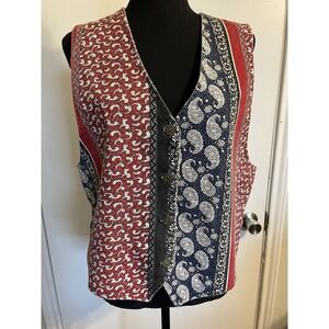 Vintage 90s 4th of July Womens Paisley Vest Made in USA‎ Size Medium